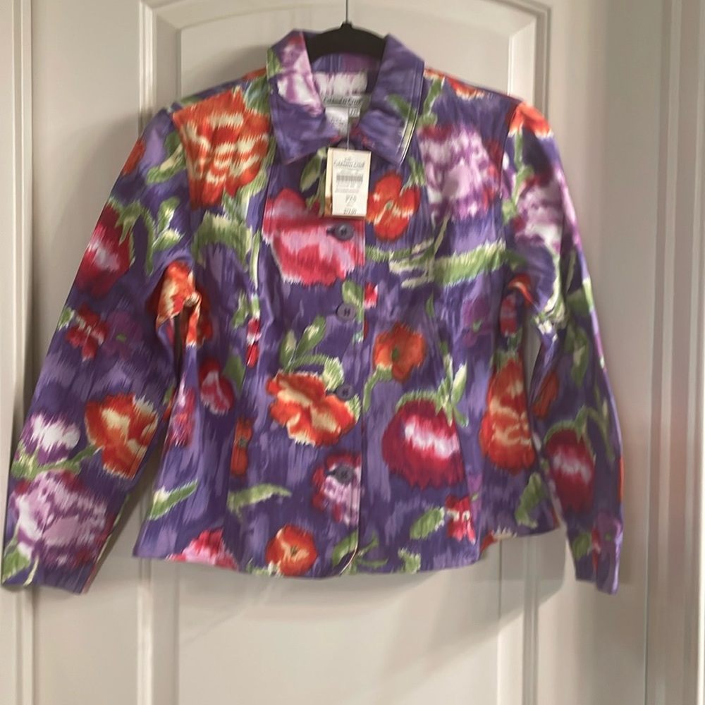 Coldwater Creek NWT Purple Watercolor Ikat Jacket PXS